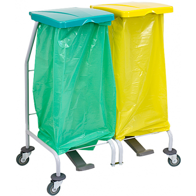 Wózek na odpady i śmieci podwójny z otwieraną pokrywą 2 x 120 l